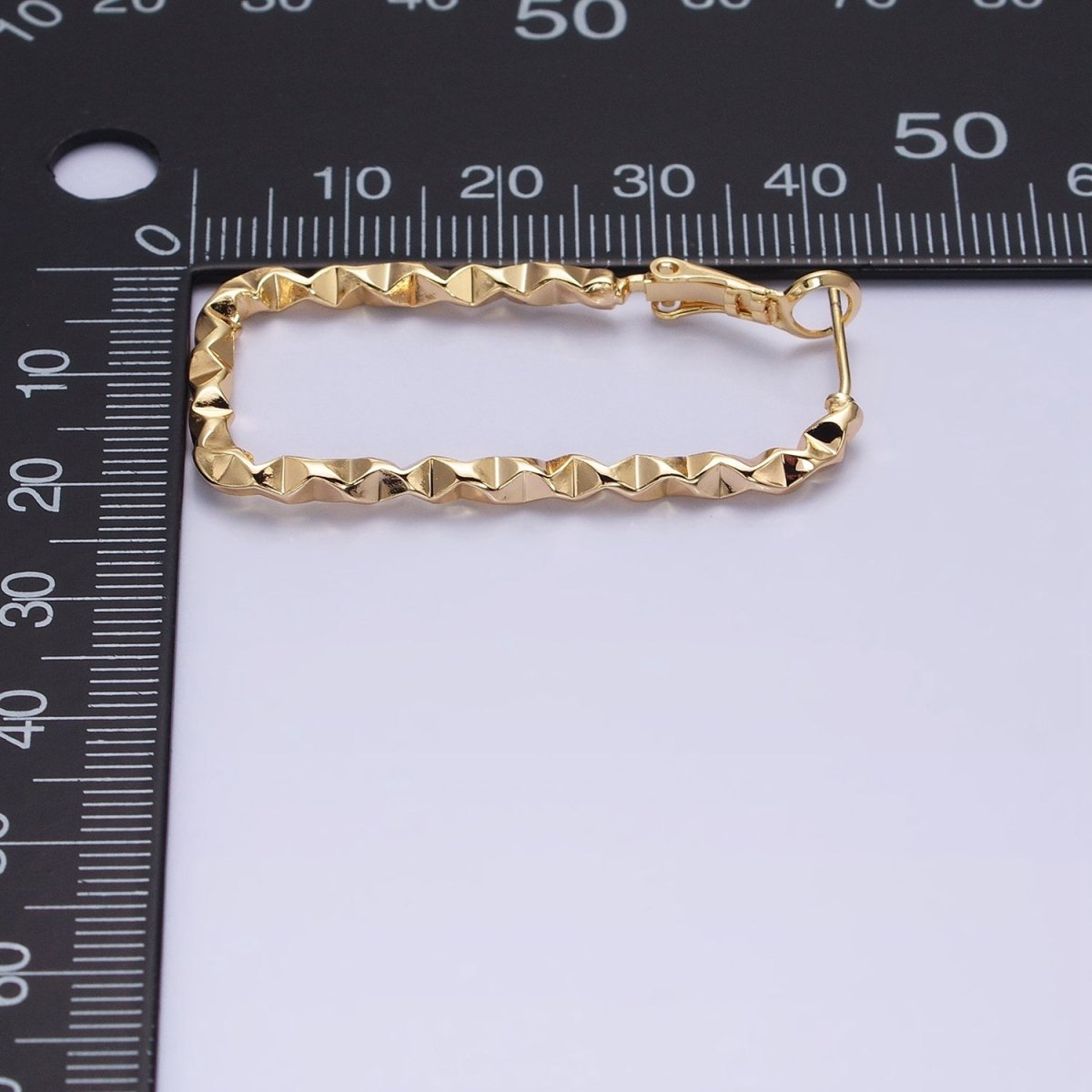 16K Gold Filled U-Shaped 30mm, 40mm Dented Geometric Hinge Hoop Earrings in Gold &amp; Silver | AB143 AB187, AD800 AD801