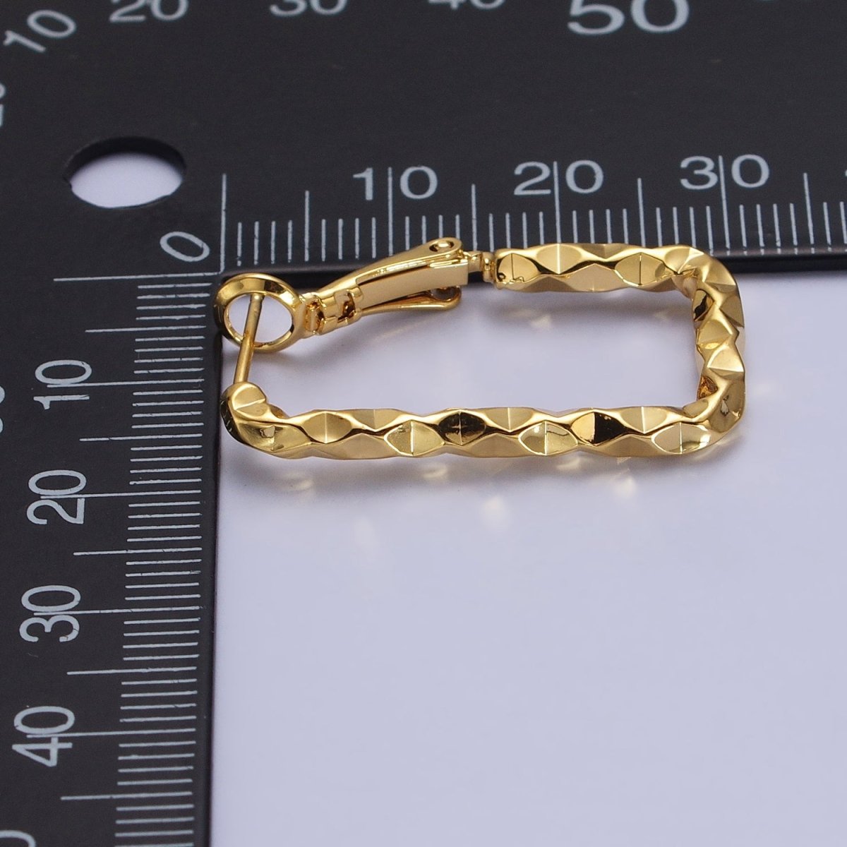 16K Gold Filled U-Shaped 30mm, 40mm Dented Geometric Hinge Hoop Earrings in Gold &amp; Silver | AB143 AB187, AD800 AD801