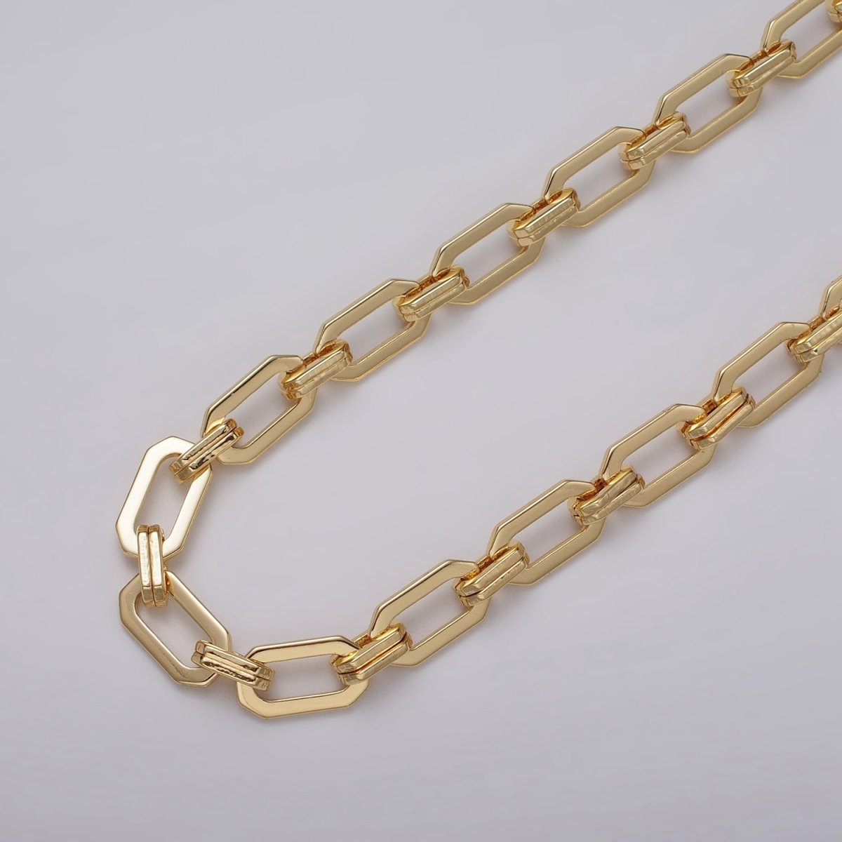 16k Gold Filled Unique PaperClip 9mm Hexagonal Unfinished Chain in Gold &amp; Silver | ROLL-1159 ROLL-1160 Clearance Pricing
