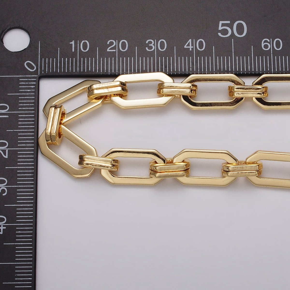 16k Gold Filled Unique PaperClip 9mm Hexagonal Unfinished Chain in Gold &amp; Silver | ROLL-1159 ROLL-1160 Clearance Pricing