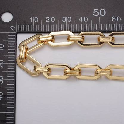 16k Gold Filled Unique PaperClip 9mm Hexagonal Unfinished Chain in Gold &amp; Silver | ROLL-1159 ROLL-1160 Clearance Pricing