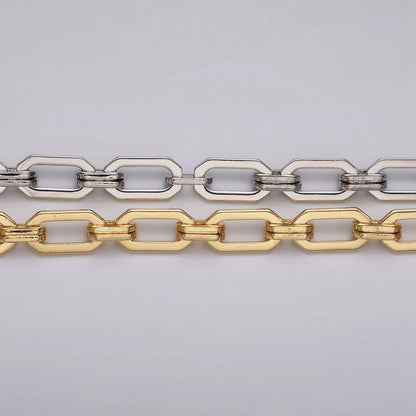 16k Gold Filled Unique PaperClip 9mm Hexagonal Unfinished Chain in Gold &amp; Silver | ROLL-1159 ROLL-1160 Clearance Pricing