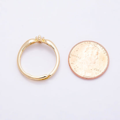 16K Gold Filled White Opal CZ Navette Solitaire Adjustable Ring | Rings-00138