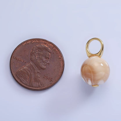 16K Gold Filled White Peach Shell Pearl Round Drop Pendant | P1752