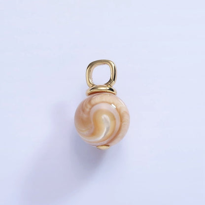 16K Gold Filled White Peach Shell Pearl Square Bail Drop Pendant | P1751