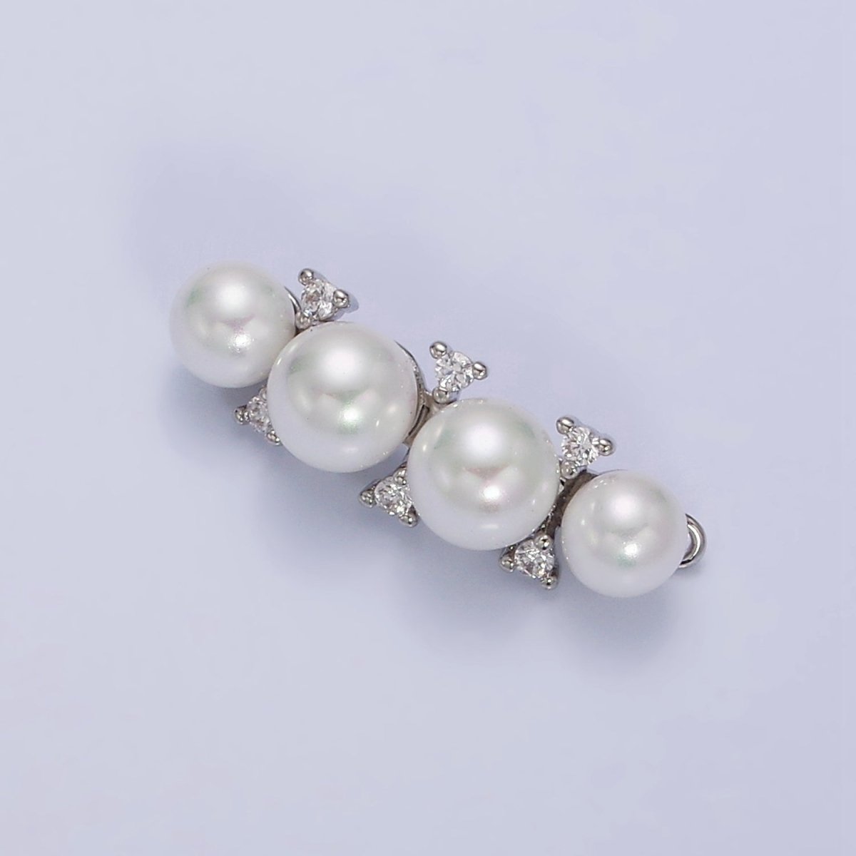 16K Gold Filled White Pearl Lined Curve Connector in Gold &amp; Silver | Y-917