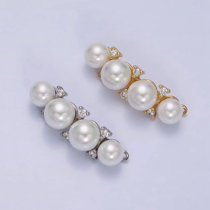 16K Gold Filled White Pearl Lined Curve Connector in Gold &amp; Silver | Y-917