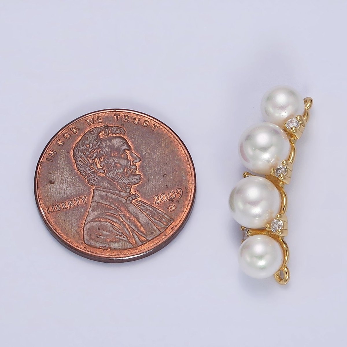16K Gold Filled White Pearl Lined Curve Connector in Gold &amp; Silver | Y-917