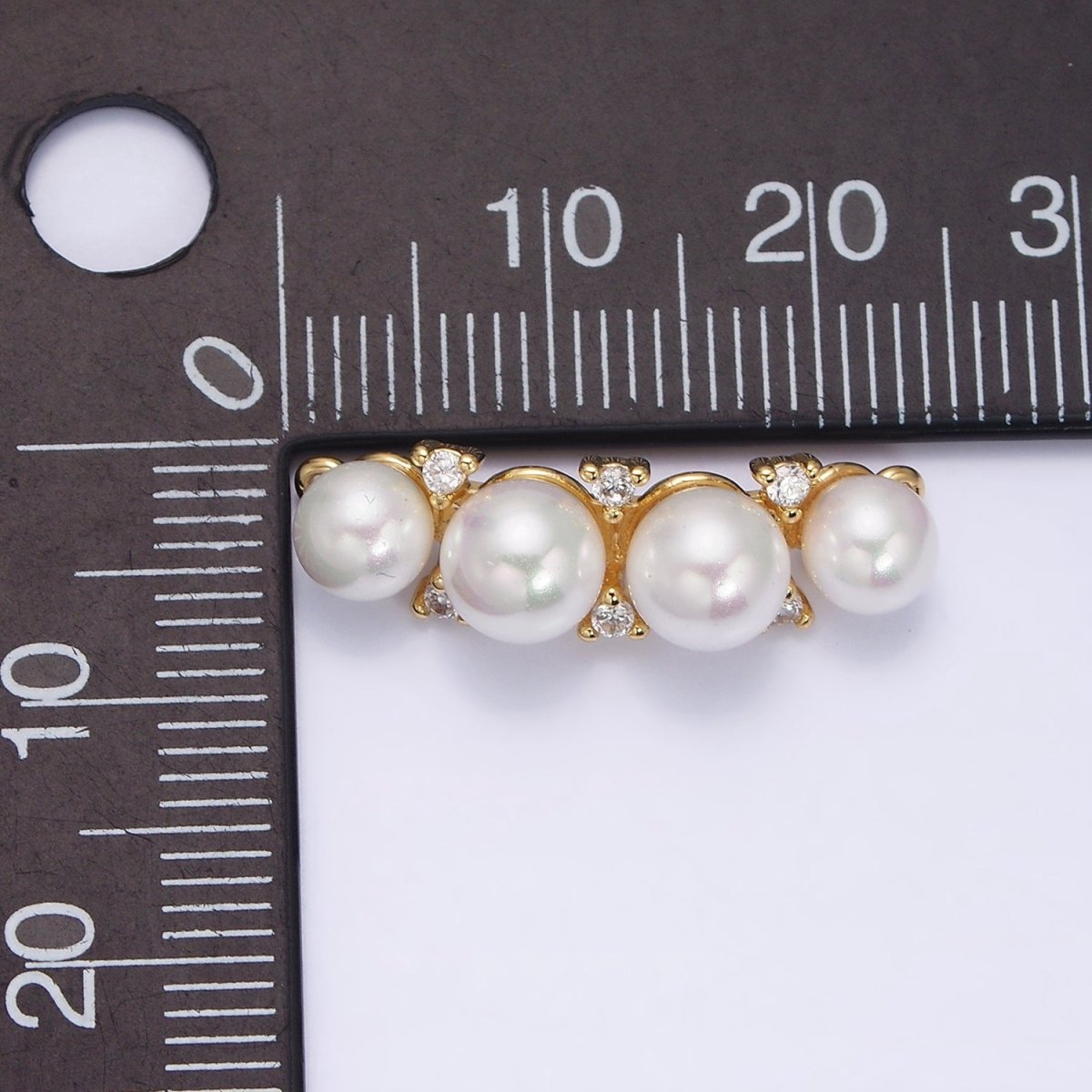 16K Gold Filled White Pearl Lined Curve Connector in Gold &amp; Silver | Y-917