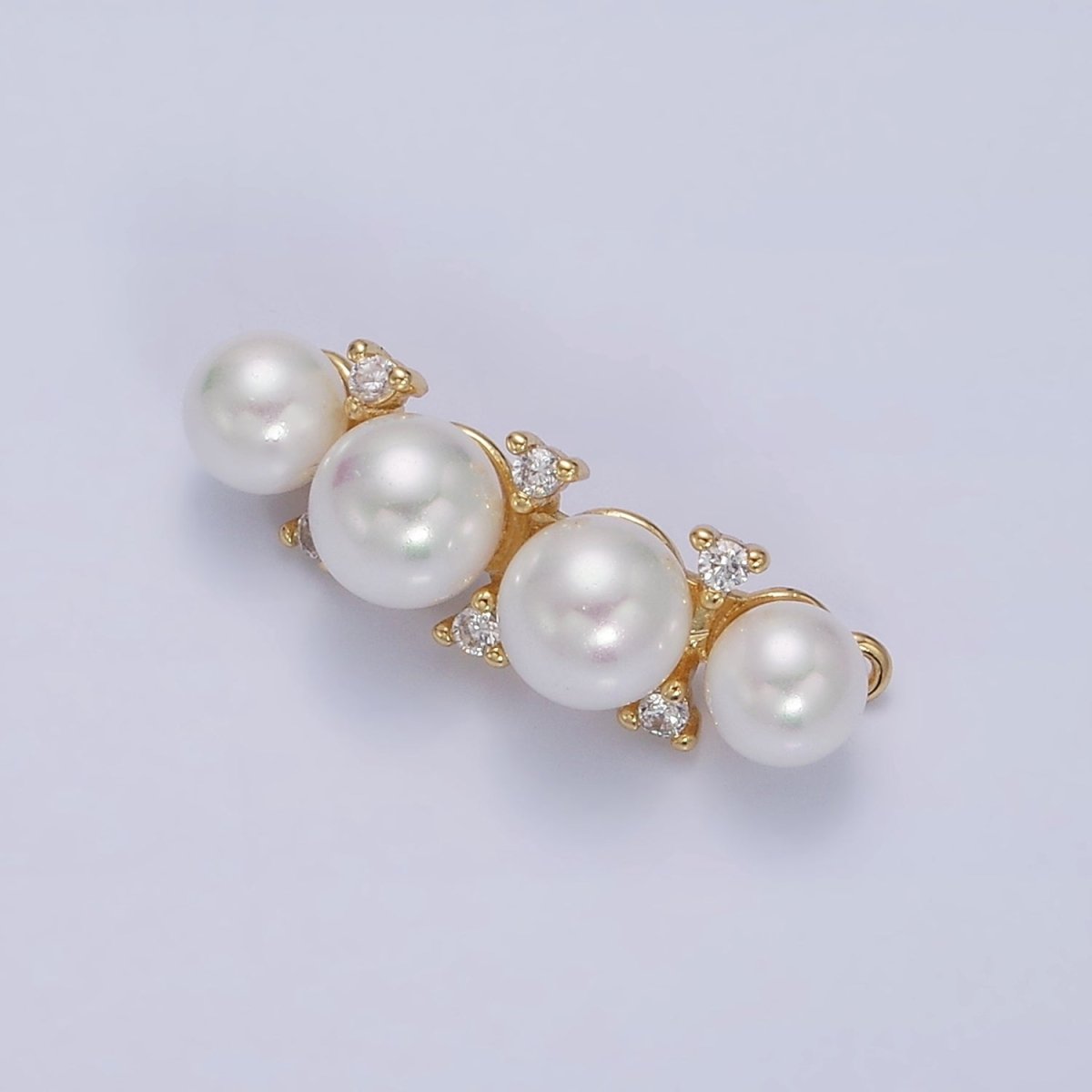 16K Gold Filled White Pearl Lined Curve Connector in Gold &amp; Silver | Y-917