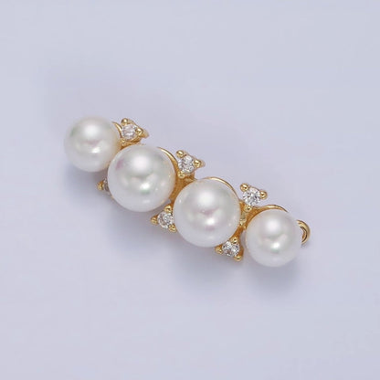 16K Gold Filled White Pearl Lined Curve Connector in Gold &amp; Silver | Y-917