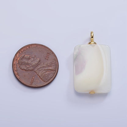 16K Gold Filled White Shell Pearl Rectangular Drop Pendant | P1785