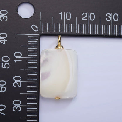 16K Gold Filled White Shell Pearl Rectangular Drop Pendant | P1785
