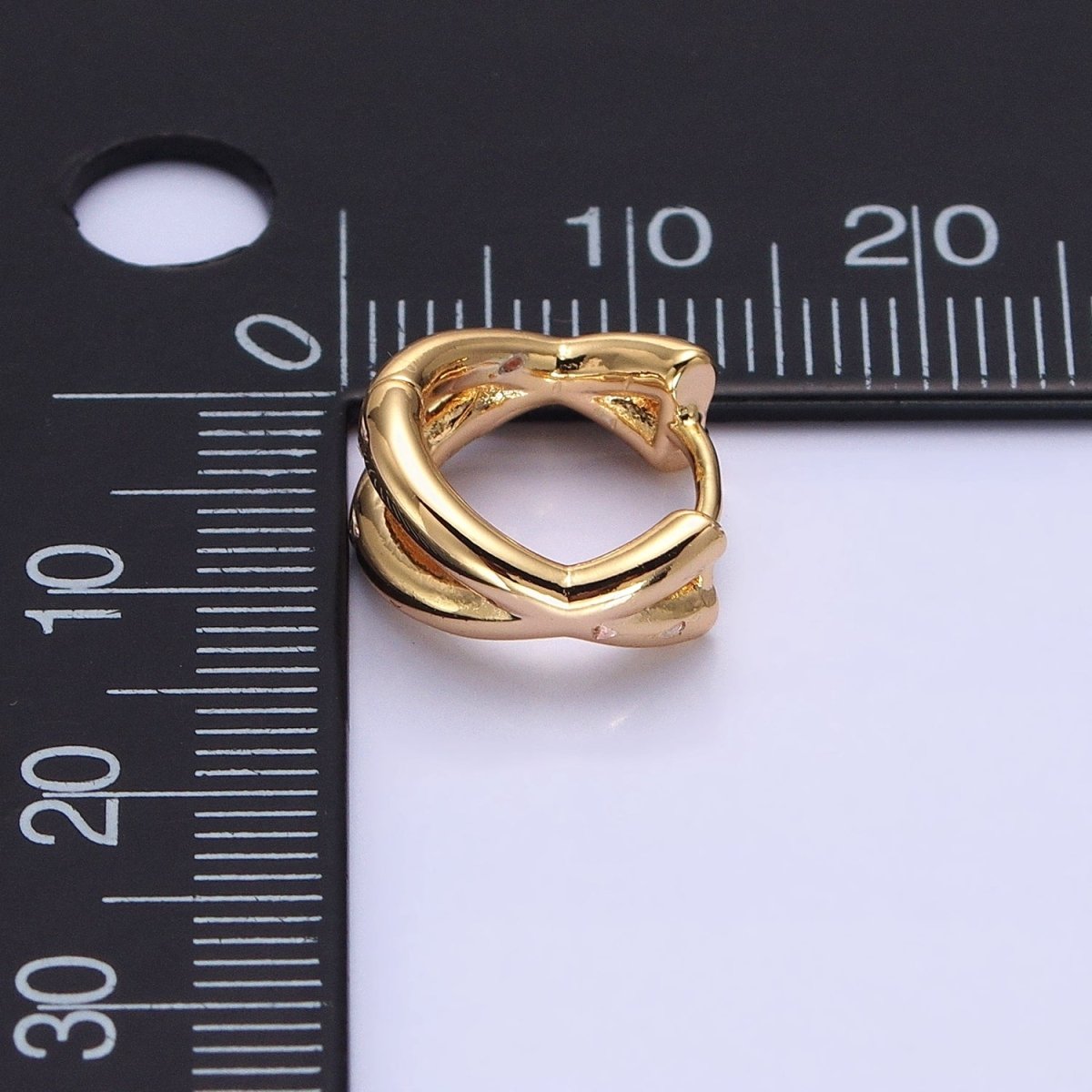 16K Gold Filled X Claw Double Band Geometric Huggie Earrings in Gold &amp; Silver | AB1455 AB1456