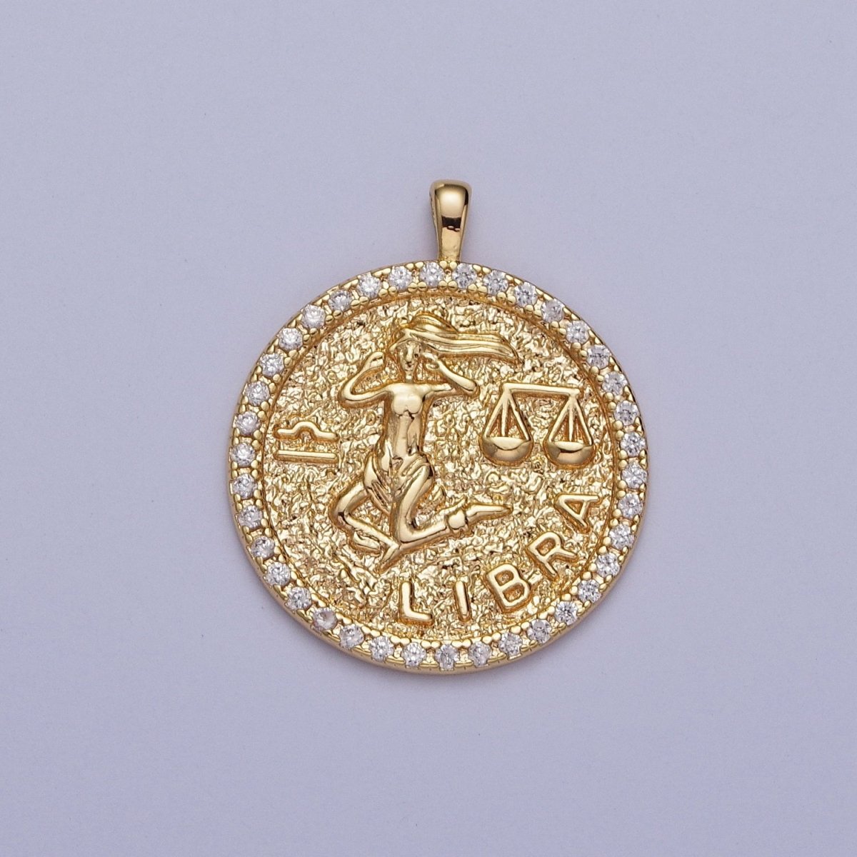 16K Gold Filled Zodiac Sign Astrology Personalized Birthday Micro Paved CZ Charms Pendants Medallion A-A1695-A-A1700