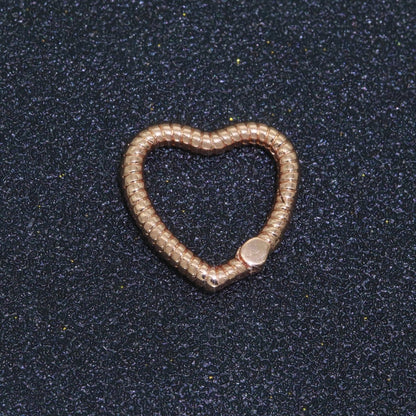 16mm Heart Gold Spring Buckle Metal Snap Clasp Spring gate ring, Trigger Round Ring, Snap Clasp Hook for Jewelry Supply L-454~L-456