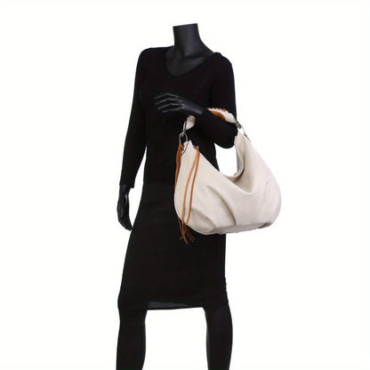 Women hobo Bag Contrast Woven Handle