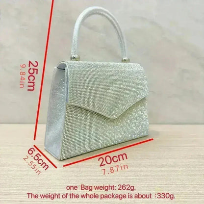 Rhinestone Evening Clutch - Convertible Silver Purse | Femstylo