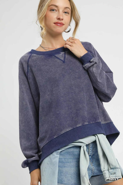Umgee Mineral Wash French Terry Sweatshirt