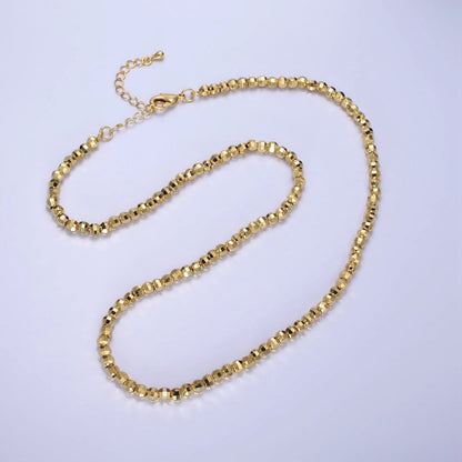 Gold, Silver 3.5mm, 3mm Multifaceted Ball Chain 17.5 Inch Necklace w. Extender | WA-01564 ~ WA-01567 Clearance Pricing
