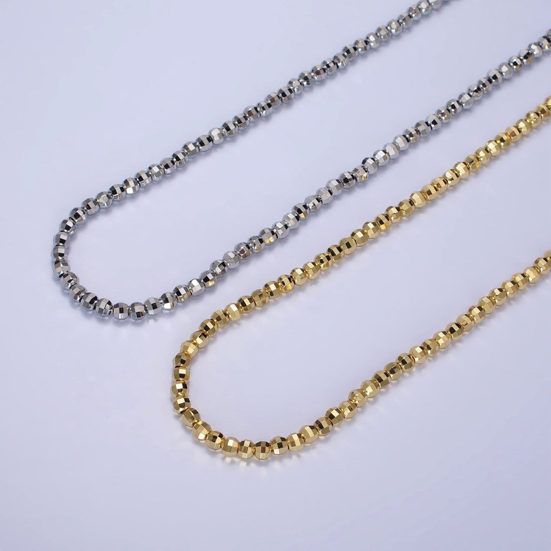 Gold, Silver 3.5mm, 3mm Multifaceted Ball Chain 17.5 Inch Necklace w. Extender | WA-01564 ~ WA-01567 Clearance Pricing