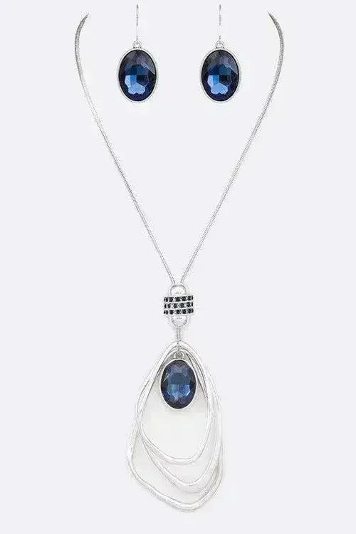 Crystal Drop &amp; Hoops Necklace Set