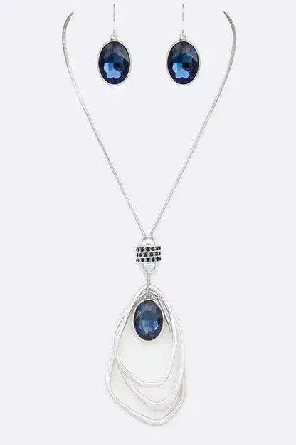 Crystal Drop &amp; Hoops Necklace Set