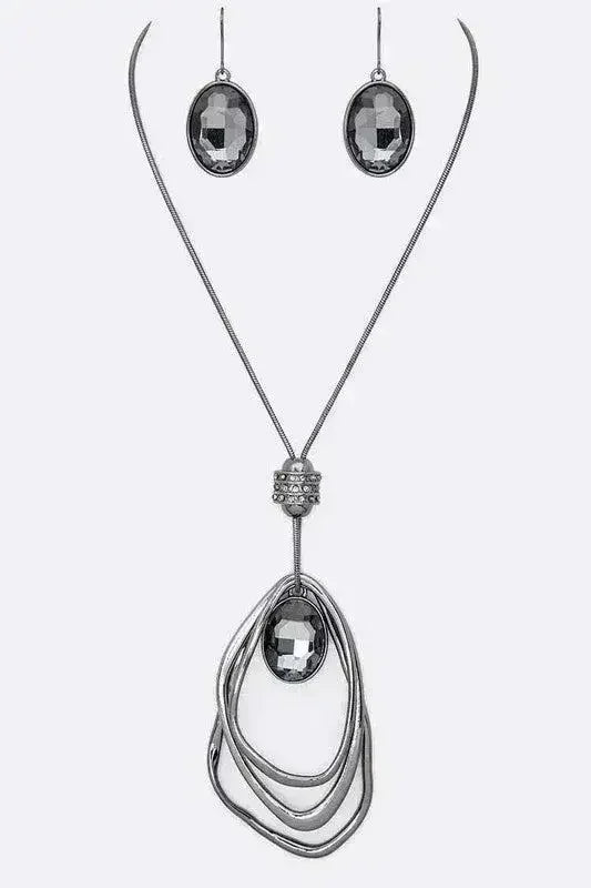 Crystal Drop &amp; Hoops Necklace Set