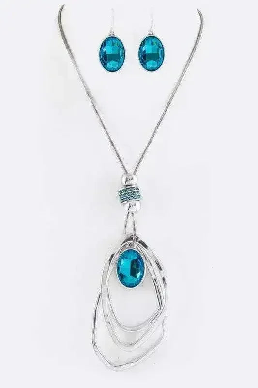 Crystal Drop &amp; Hoops Necklace Set