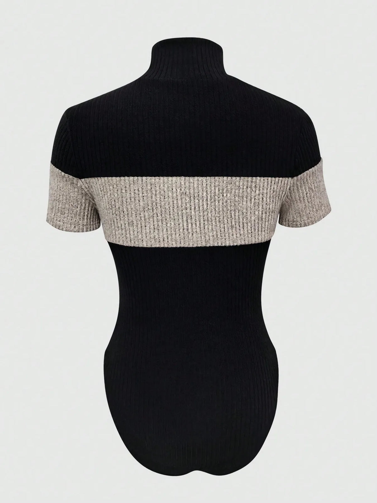 Color Block Turtleneck Ribbed Bodysuit
