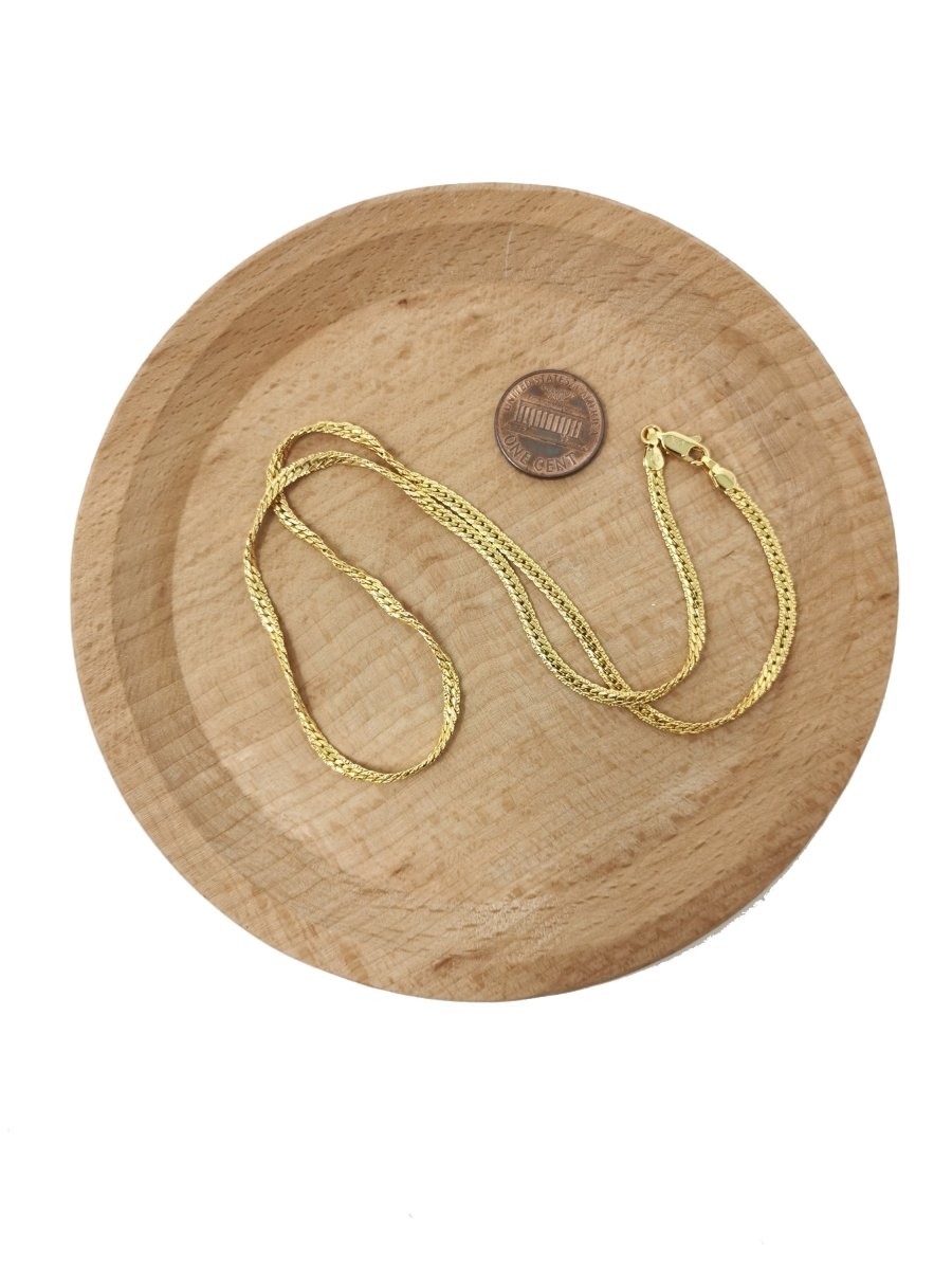 17.7" 24K Gold Filled Herringbone Necklace, 2.3mm In Width, w/ Lobster Clasps | CN-526