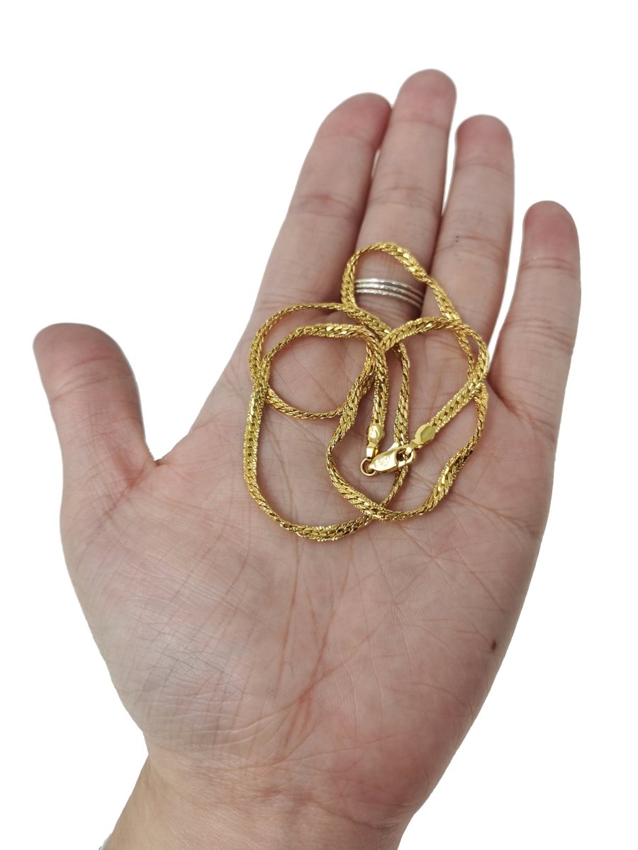 17.7" 24K Gold Filled Herringbone Necklace, 2.3mm In Width, w/ Lobster Clasps | CN-526