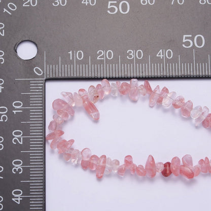 17.7 Inch Natural Watermelon Quartz Crystal Stone Bead Necklace with 2" Extender | WA-634 Clearance Pricing