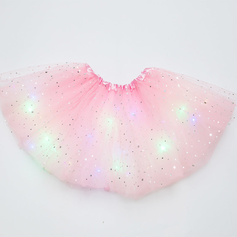 Magical &amp; Luminous  LED Princess Halloween Tutu Skirt Sequins Shiny Skirt