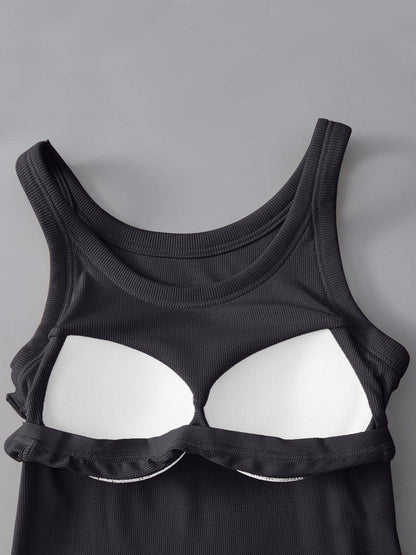 Round Neck Tank with Bra for Everyday Comfort Wear