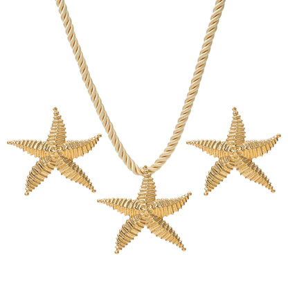 Cross-border European American Unique Starfish Jewelry Set For Women, Light Luxury Vacation Style Premium Texture Matching Clavicle Necklace &amp; Earrings