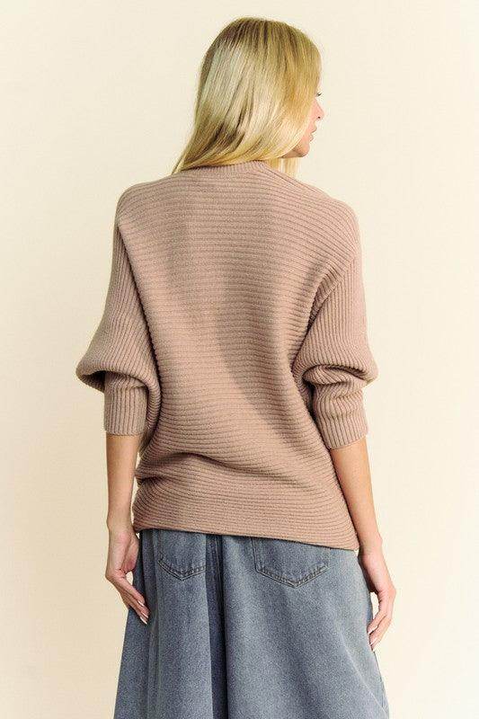 Davi &amp; Dani Round Neck Batwing Sleeve Sweater for Women