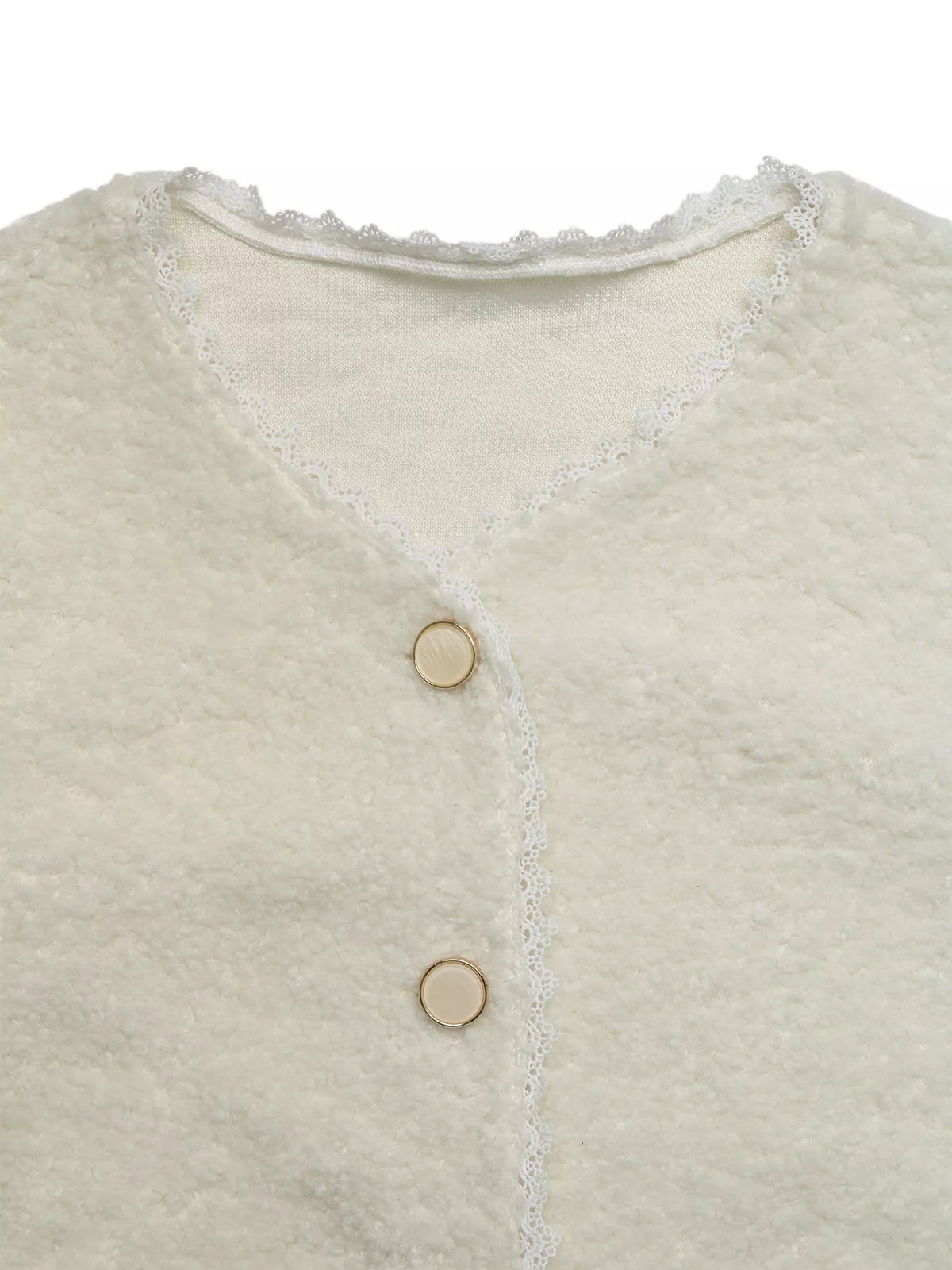 Lace Detail Button Up Long Sleeve Outerwear