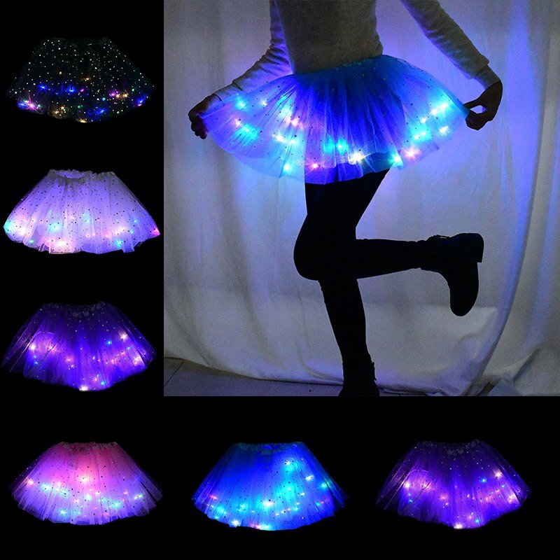 Magical &amp; Luminous  LED Princess Halloween Tutu Skirt Sequins Shiny Skirt