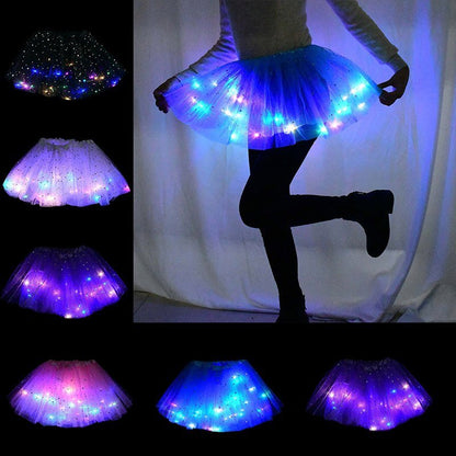 Magical &amp; Luminous  LED Princess Halloween Tutu Skirt Sequins Shiny Skirt