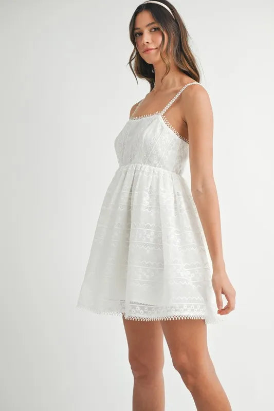 MABLE Eyelet Lace Babydoll Mini Cami Dress