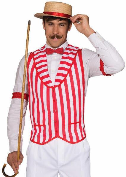 Barber Shop Quintet Red and White Striped Costume Vest X-Large