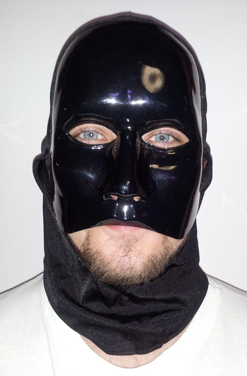 Cesar Plastic Black Knight  Mask with Attached Fabric