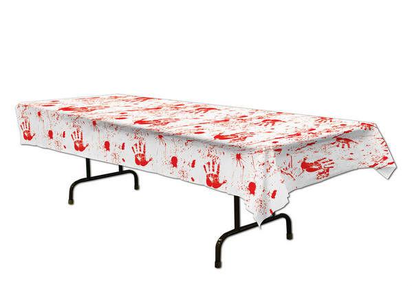 Beistle Bloody Handprints and Blood Splatter Tablecover Halloween Decoration
