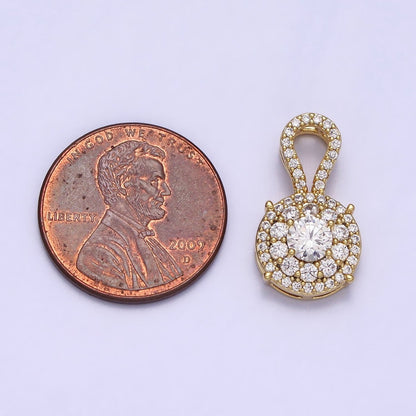 18.5mm Clear Micro Paved CZ Solitaire Round Pendant | AA00041
