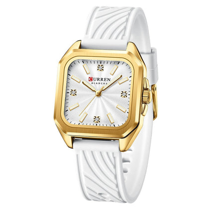 Womens Square Small Dial Waterproof Quartz Silicone Watch