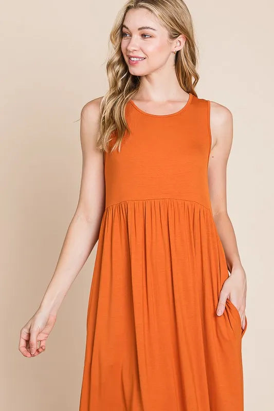 BOMBOM Sleeveless Maxi Dress with Pockets