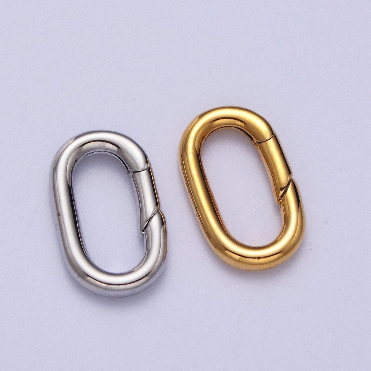 18K, 24K, White Gold Filled Oval Push Spring Ring Gate Jewelry Supply in Gold &amp; Silver | K-295 K-296 K-297