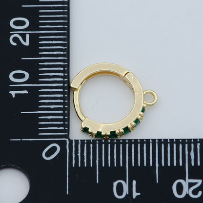 18K Emerald Green Gold Filled Round Huggies Earring Supplies Open Link earring For DIY Jewelry Making Earring Making  L-390