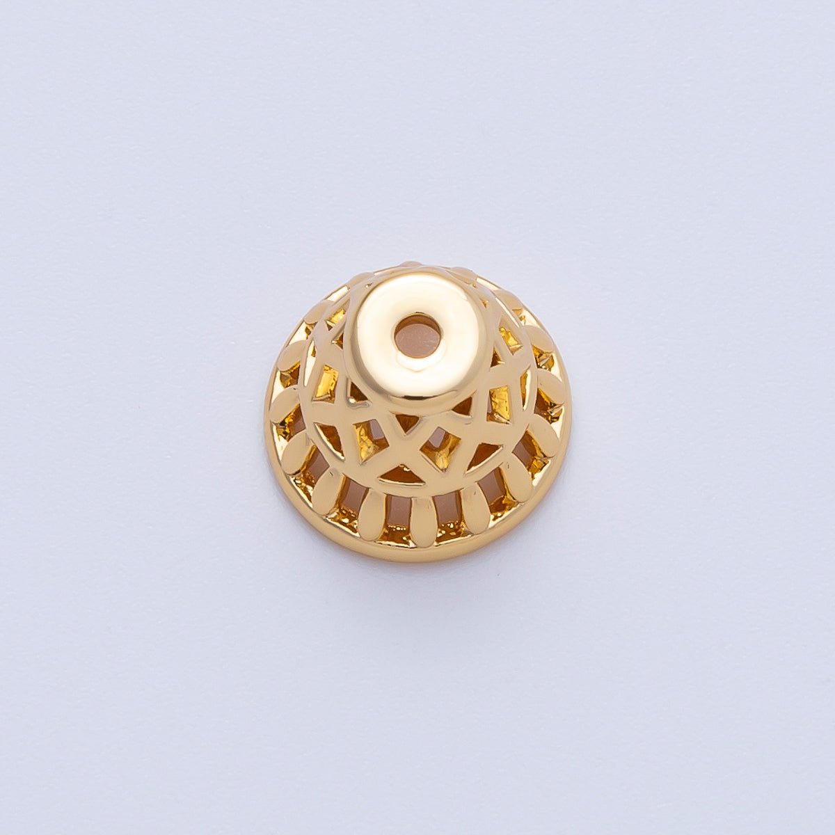 18K Gold 11mm Geometric Filigree Cap Bead | Z1665